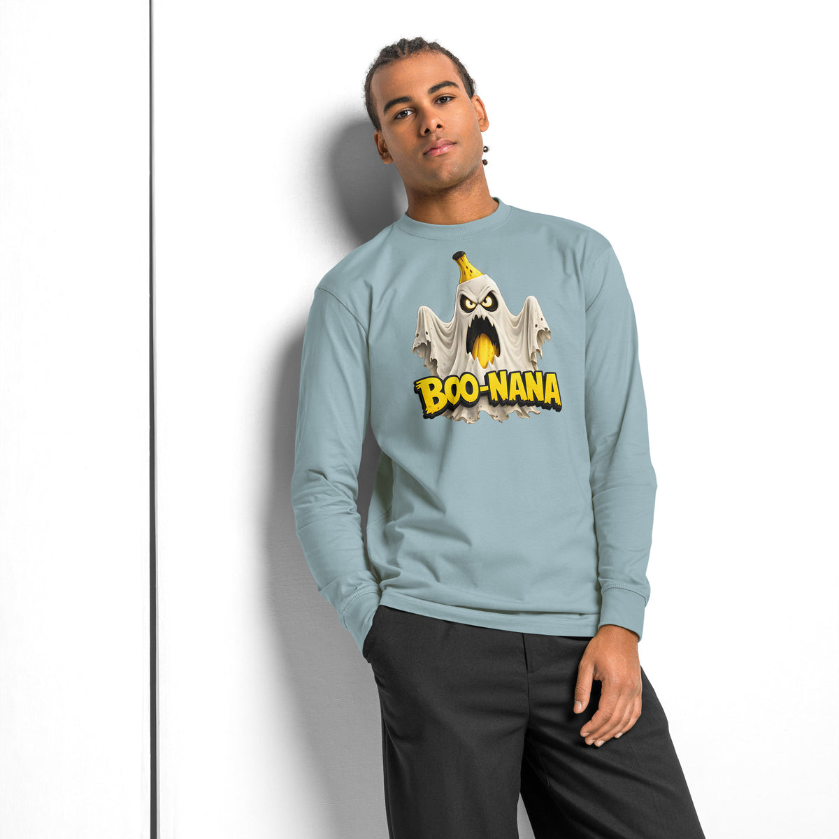 Boo Nana heavyweight long sleeve t-shirt — Agave — front