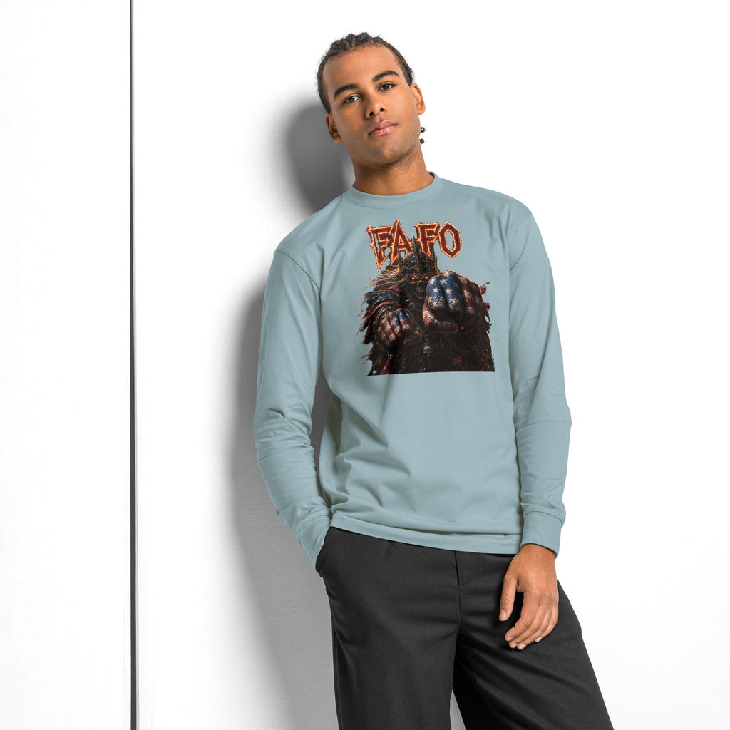 Dark FAFO heavyweight long sleeve t-shirt — Agave — front