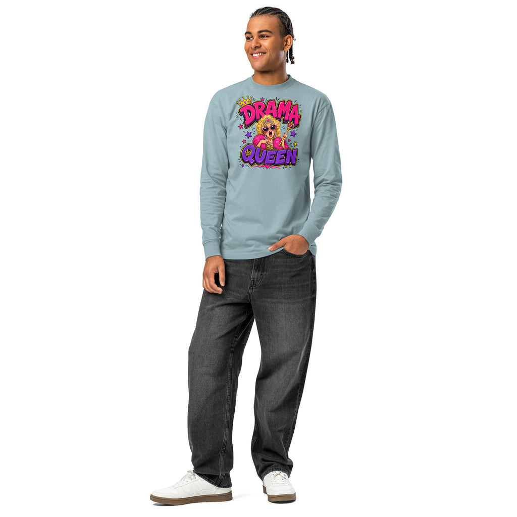 Drama Queen heavyweight long sleeve t-shirt — Agave — front