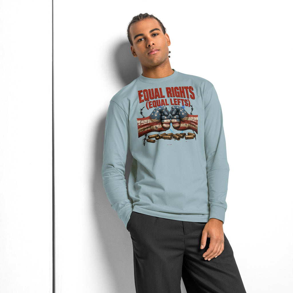 Equal Rights Equal Lefts heavyweight long sleeve t-shirt — Agave — front