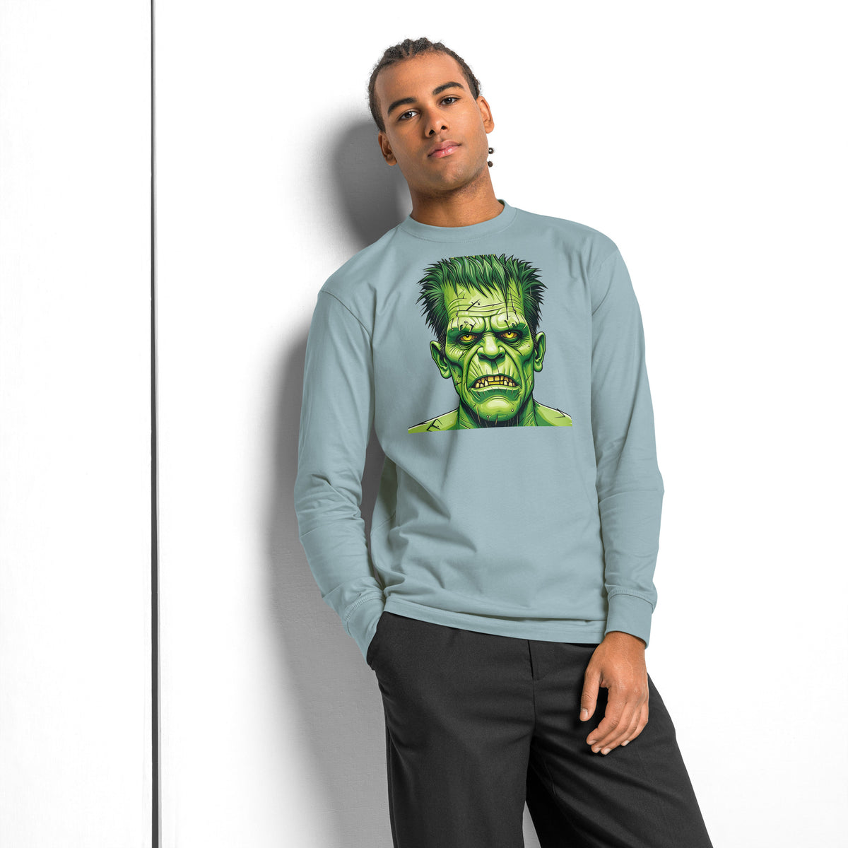 Franken Stan heavyweight long sleeve t-shirt — Agave — front