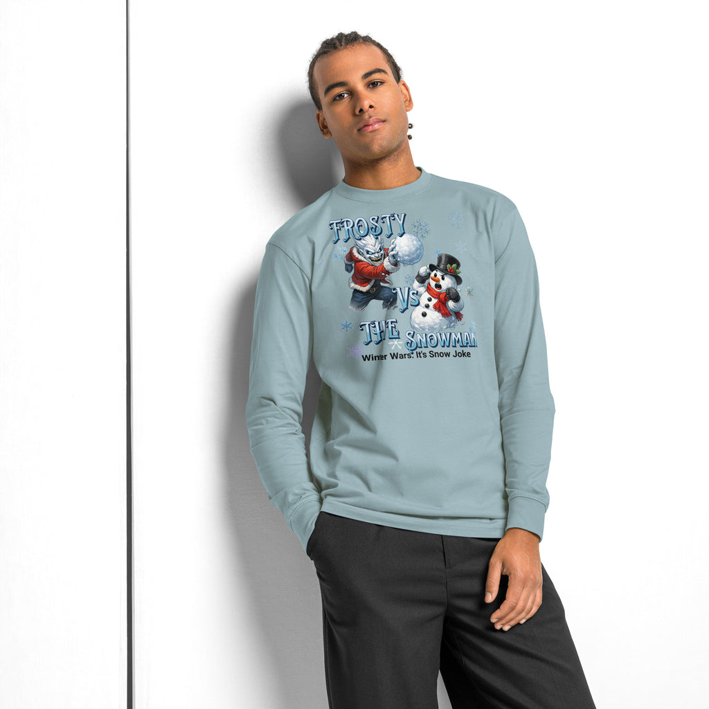 Frosty Vs The Snowman heavyweight long sleeve t-shirt — Agave — front