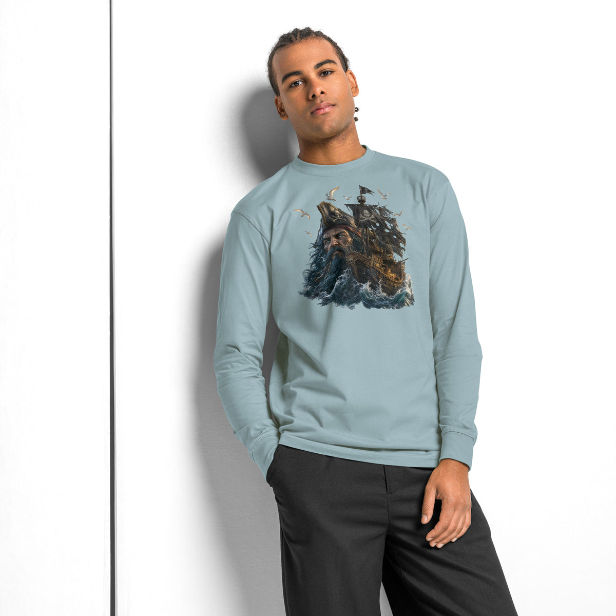 Ghost Ship heavyweight long sleeve t-shirt — Agave — front