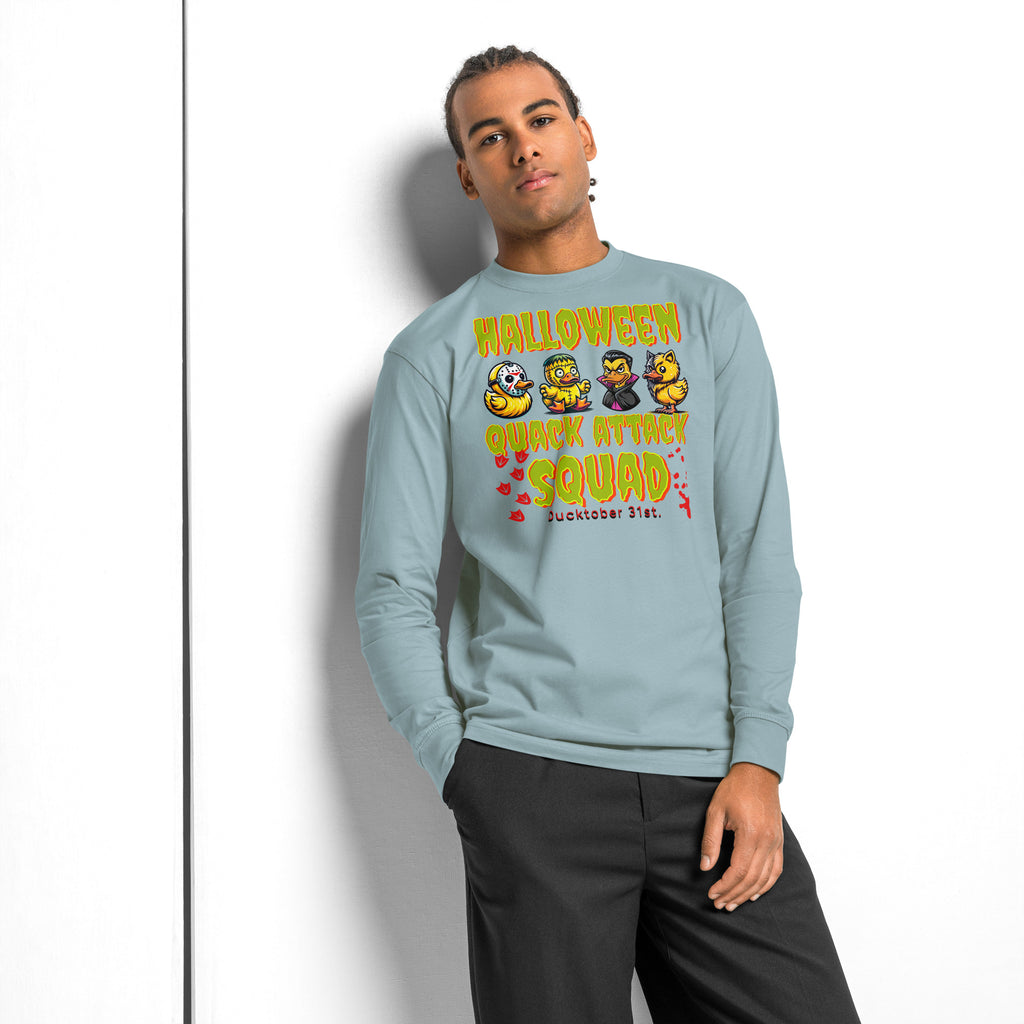 Halloween Quack Attack heavyweight long sleeve t-shirt — Agave — front