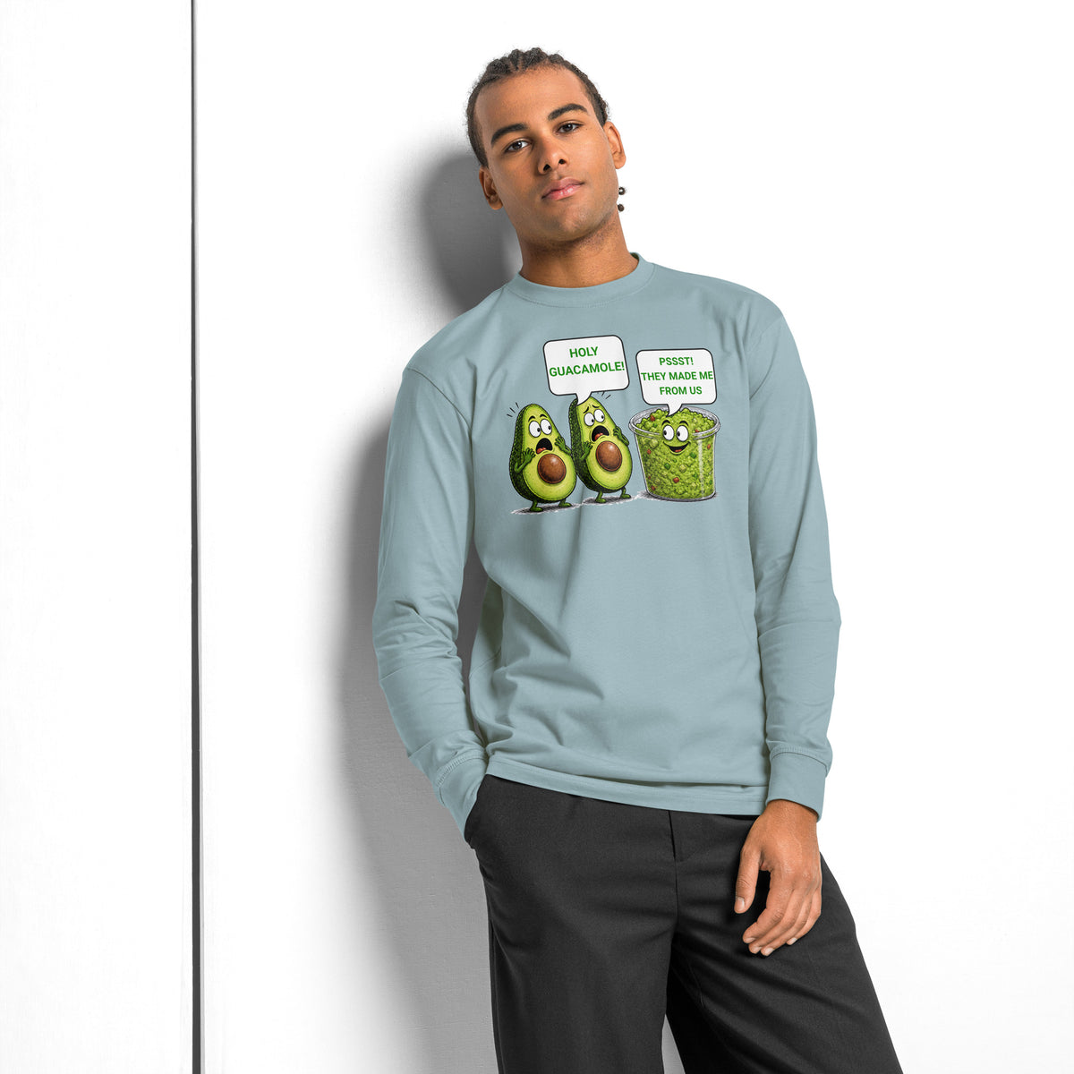 Holy Guacamole heavyweight long sleeve t-shirt — Agave — front