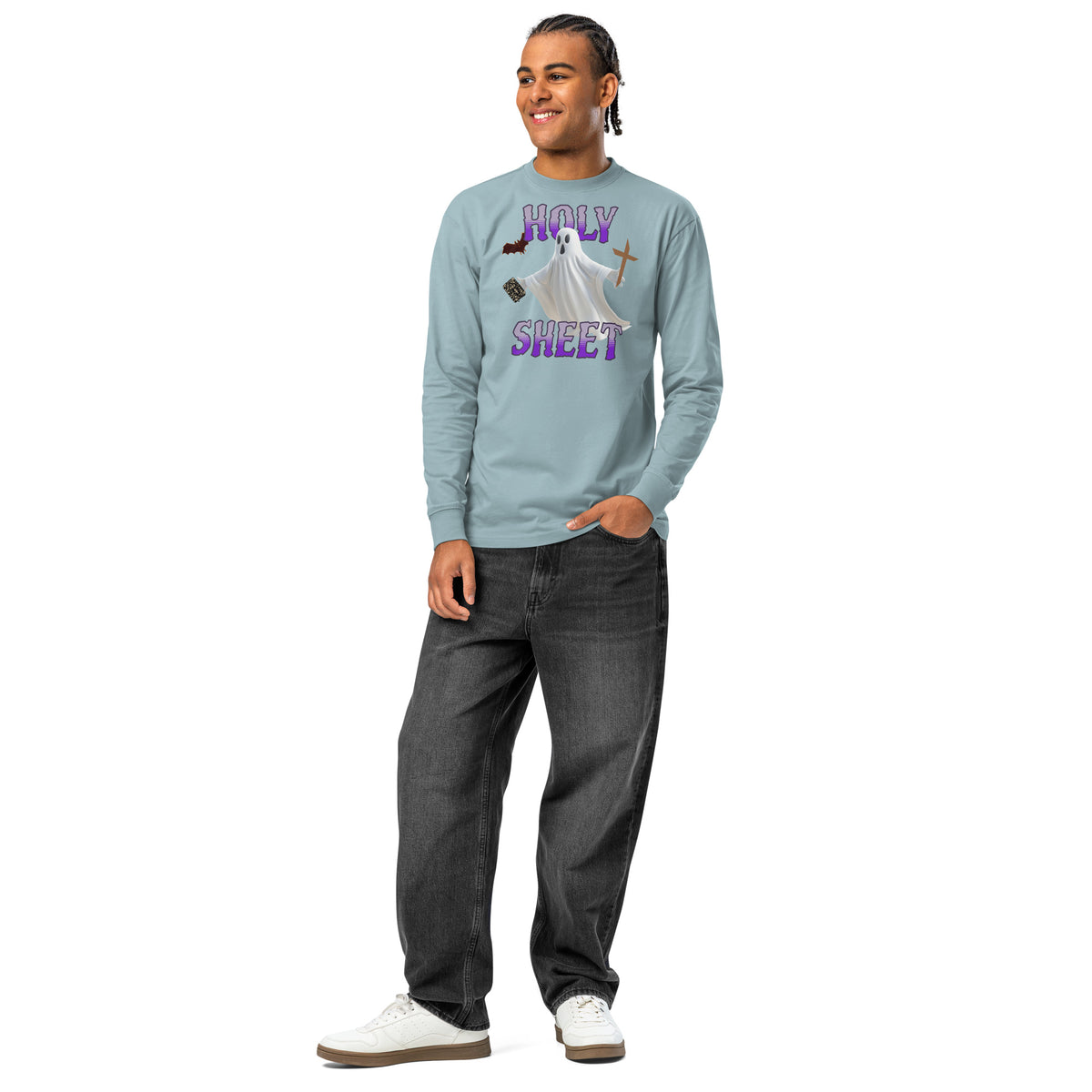 Holy Sheet heavyweight long sleeve t-shirt — Agave — front