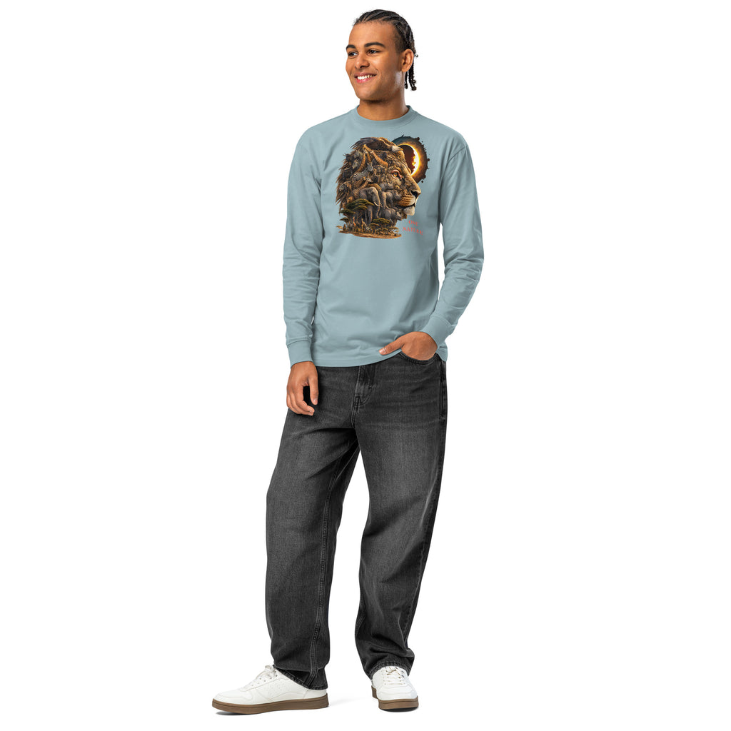 Illusions Lion heavyweight long sleeve t-shirt — Agave — front