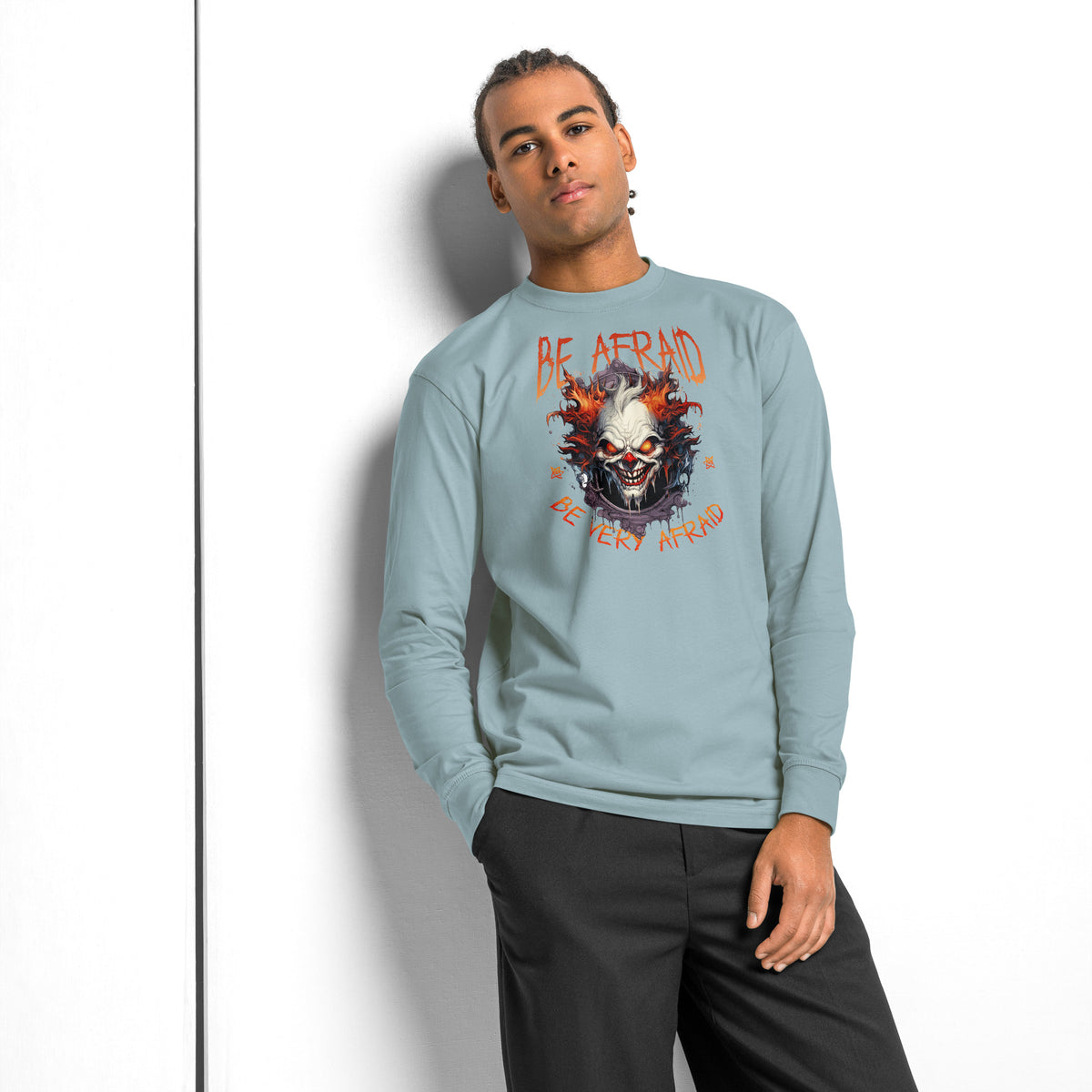Mad Clown heavyweight long sleeve t-shirt — Agave — front