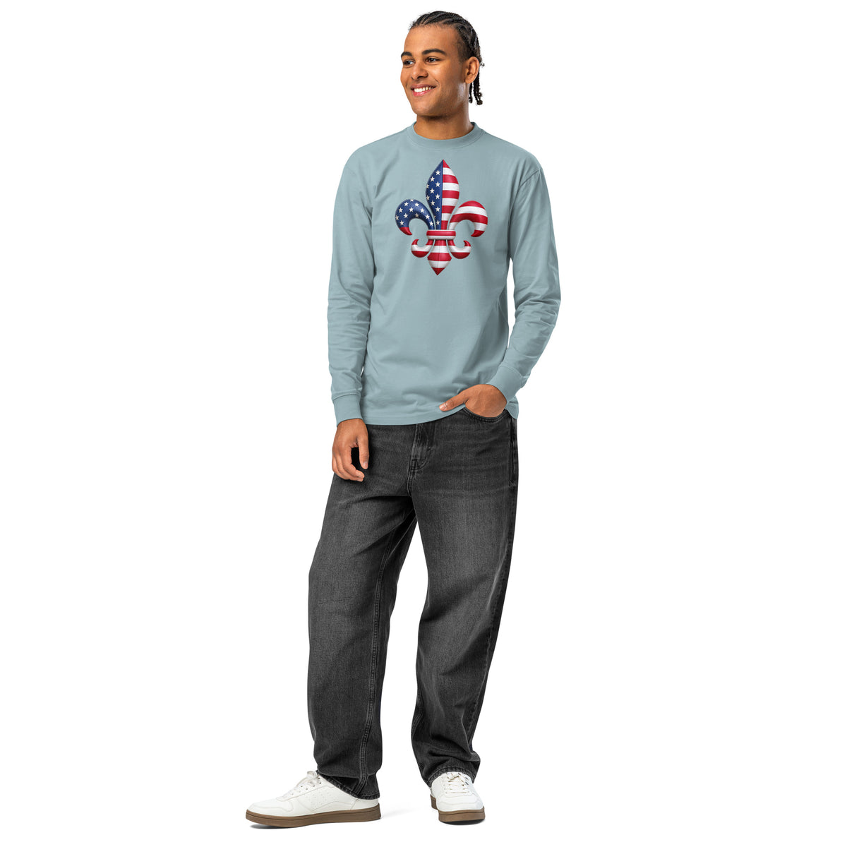 New Orleans heavyweight long sleeve t-shirt — Agave — front
