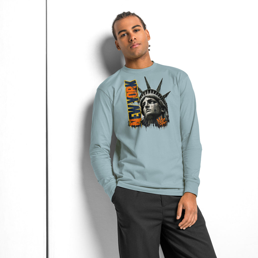 New York Grit heavyweight long sleeve t-shirt — Agave — front