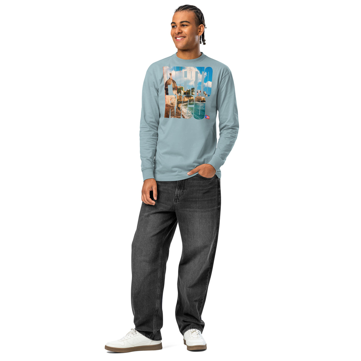 Puerto Rico heavyweight long sleeve t-shirt — Agave — front