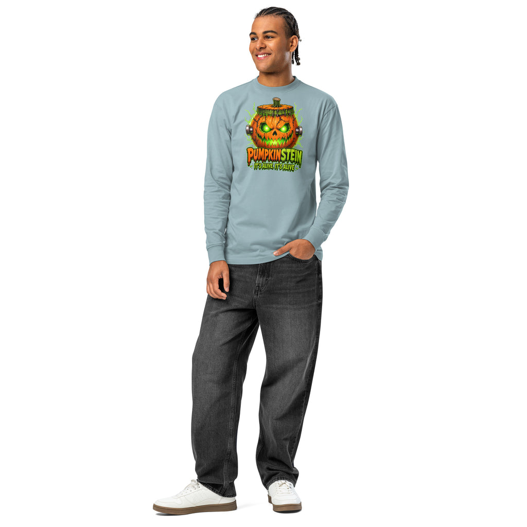 Pumpkinstein heavyweight long sleeve t-shirt — Agave — front