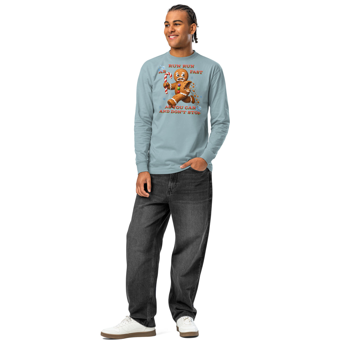 Run Run heavyweight long sleeve t-shirt — Agave — front