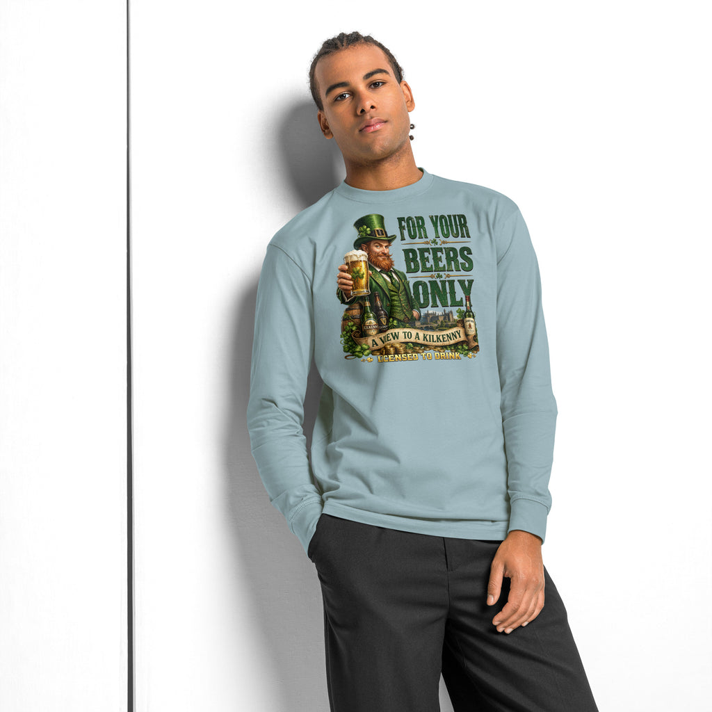 For Your Beers Only heavyweight long sleeve t-shirt — Agave — front