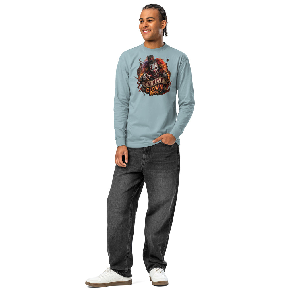 Top Hat Evil Clown heavyweight long sleeve t-shirt — Agave — front