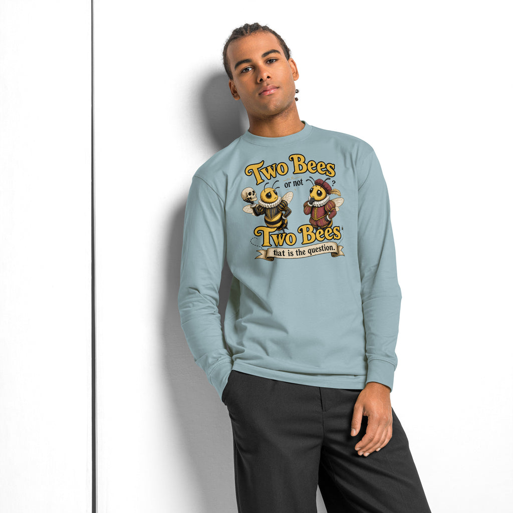 Two Bees heavyweight long sleeve t-shirt — Agave — front