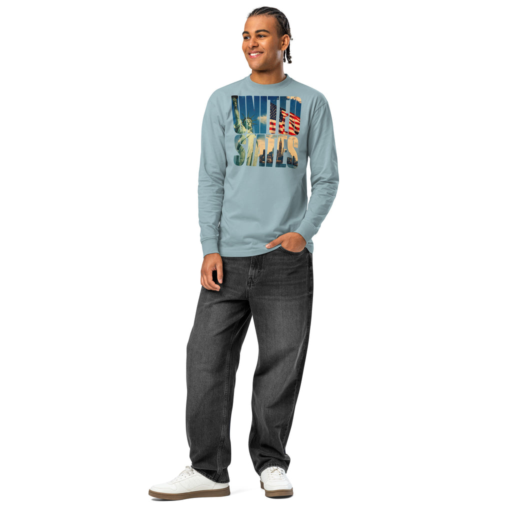 United States heavyweight long sleeve t-shirt — Agave — front