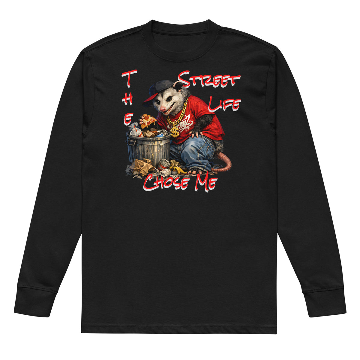 NY Possum Life heavyweight long sleeve t-shirt — Black — front
