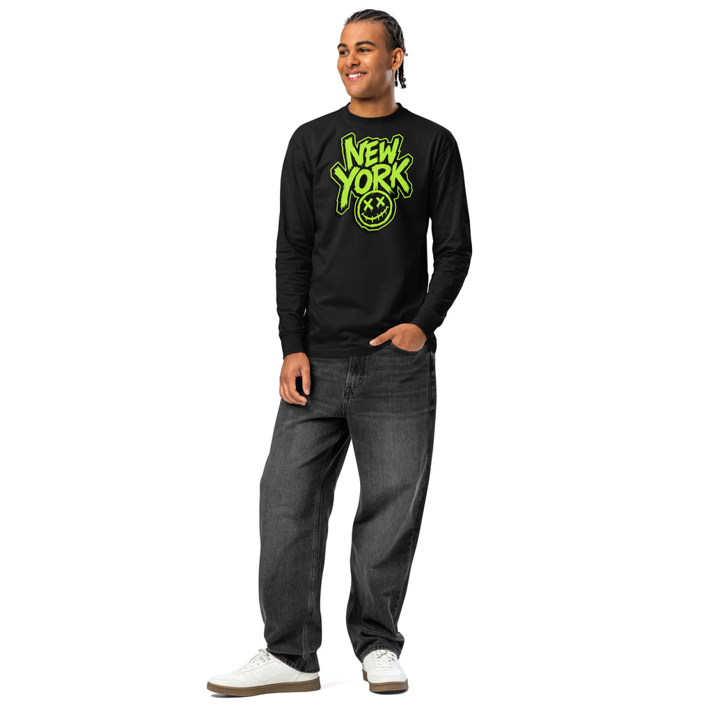 NY Smiles heavyweight long sleeve t-shirt — Black — front