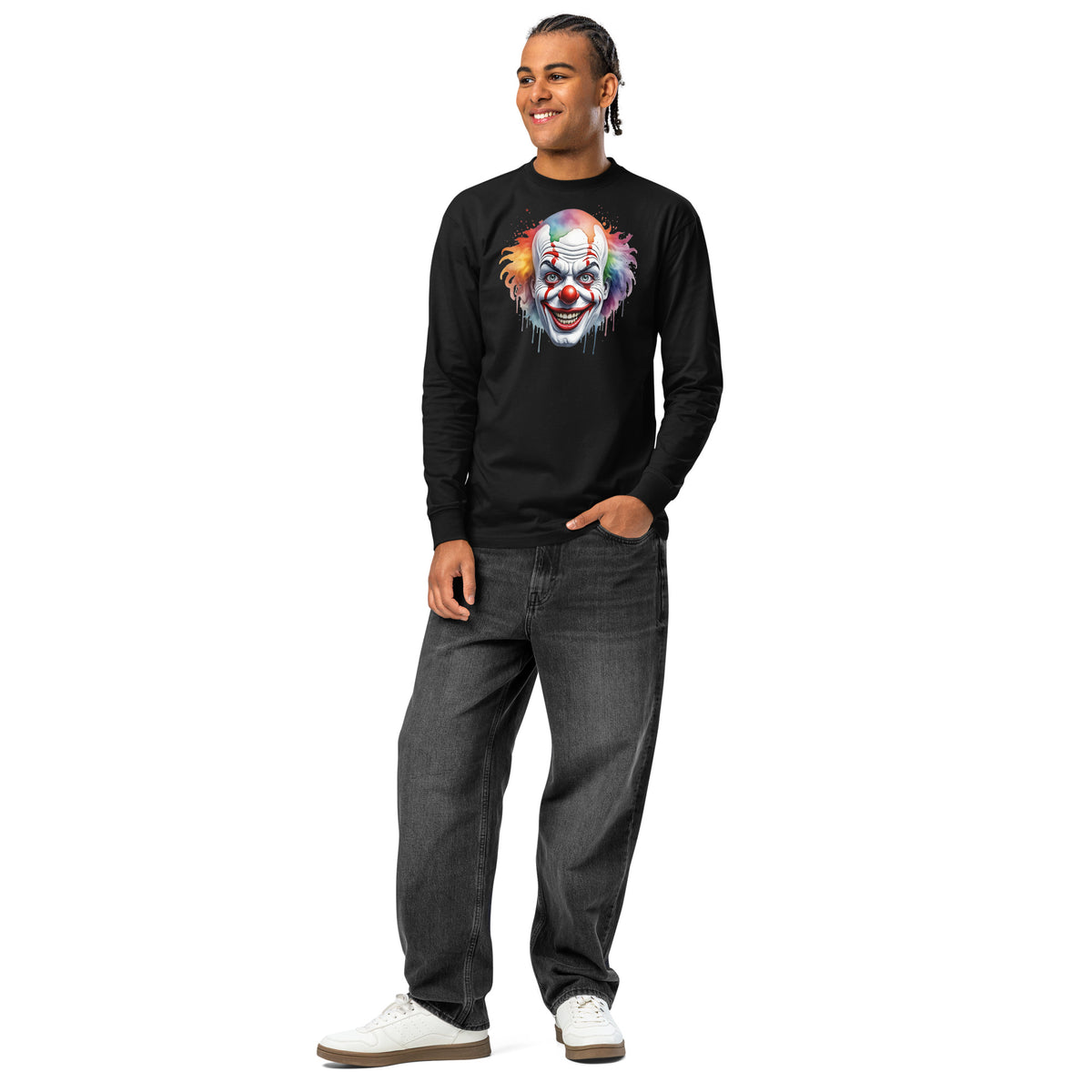 Painted Clown heavyweight long sleeve t-shirt — Black — front