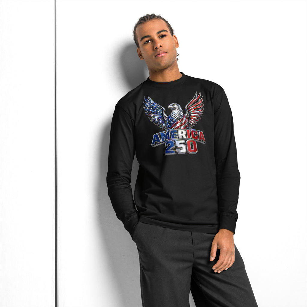 American 250 heavyweight long sleeve t-shirt — Black — front