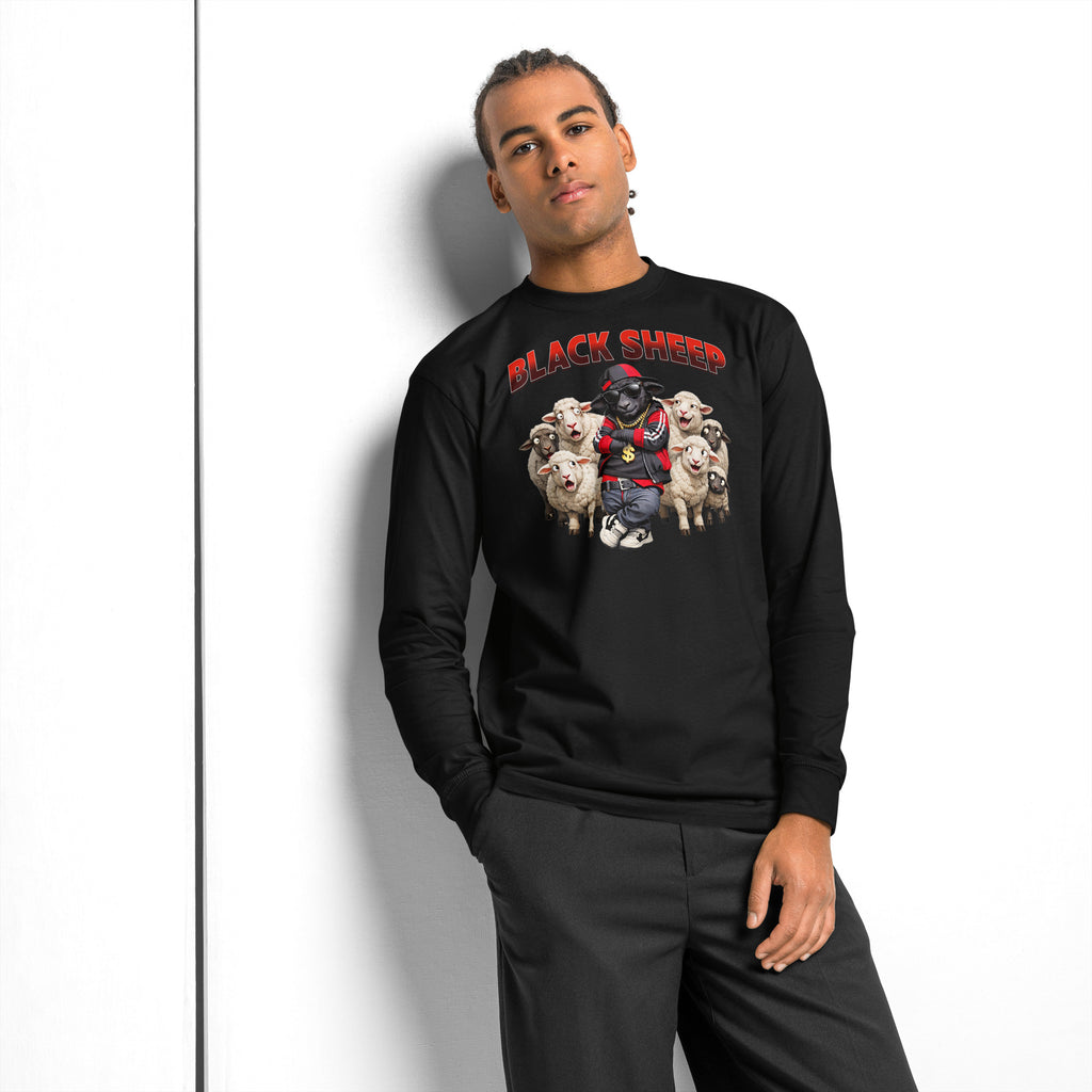Black Sheep Way heavyweight long sleeve t-shirt — Black — front