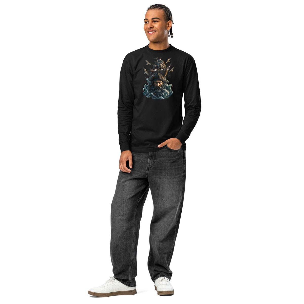Dead Waters heavyweight long sleeve t-shirt — Black — front
