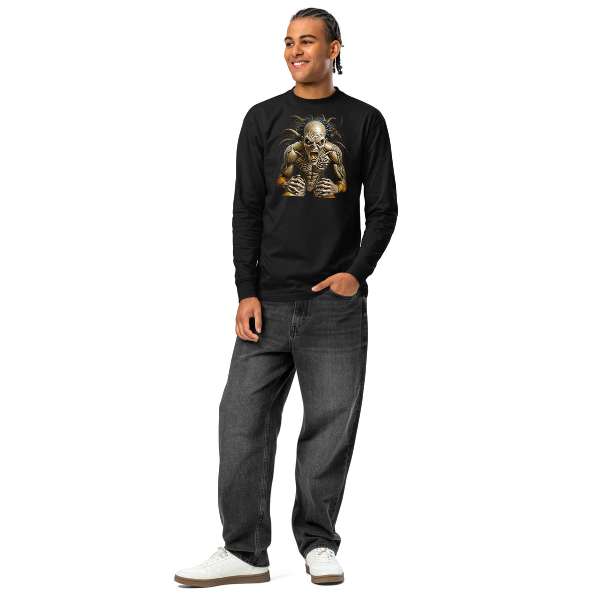 Frenzy heavyweight long sleeve t-shirt — Black — front