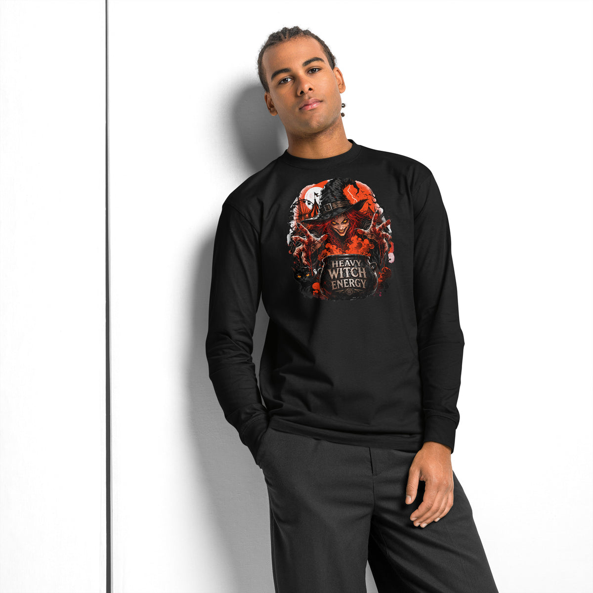 Heavy Witch Energy heavyweight long sleeve t-shirt — Black — front