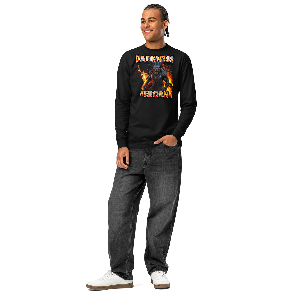Hellfire Reborn Beast heavyweight long sleeve t-shirt — Black — front