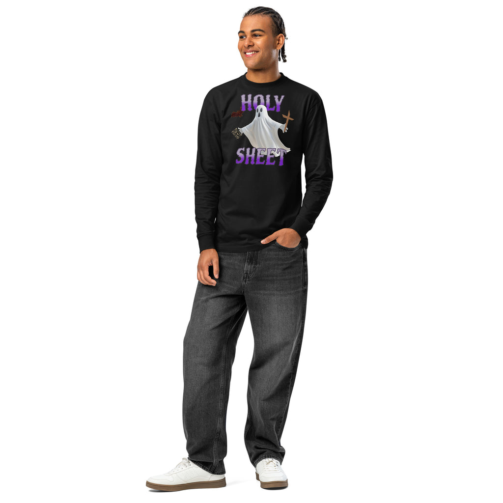 Holy Sheet heavyweight long sleeve t-shirt — Black — front