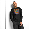 Kitten Face Maze heavyweight long sleeve t-shirt — Black — front