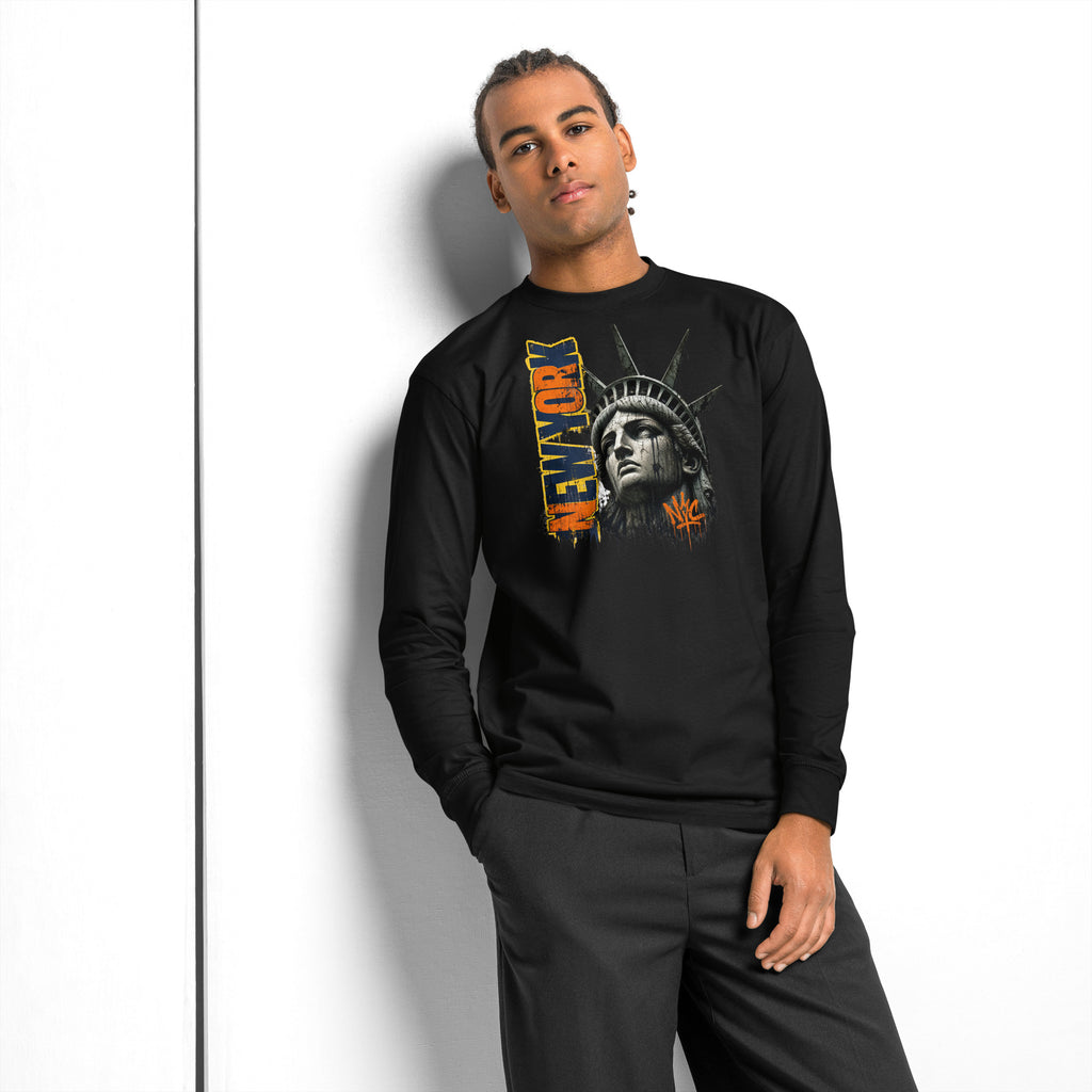 New York Grit heavyweight long sleeve t-shirt — Black — front