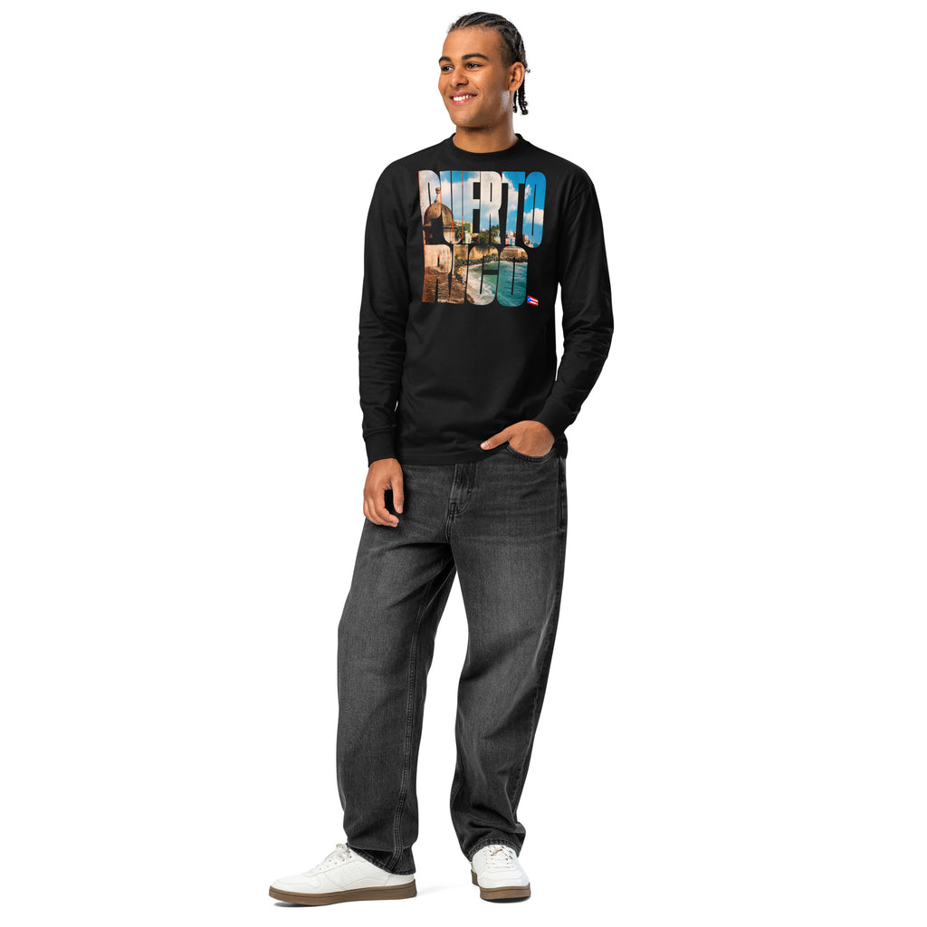 Puerto Rico heavyweight long sleeve t-shirt — Black — front