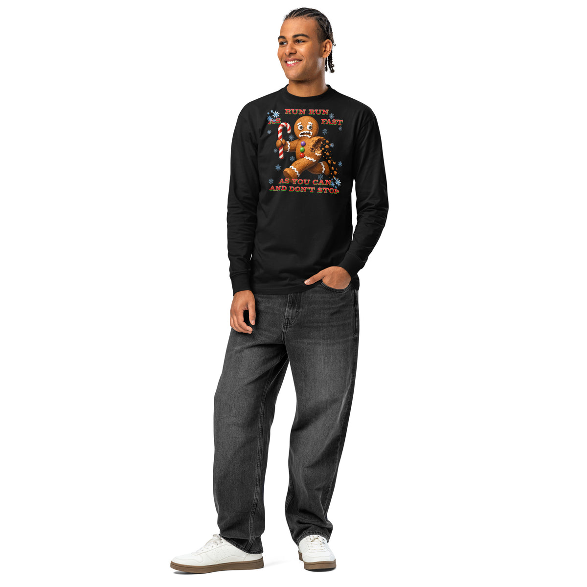 Run Run heavyweight long sleeve t-shirt — Black — front