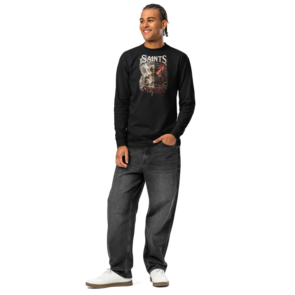 Saints and Sinners heavyweight long sleeve t-shirt — Black — front