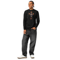 Skull and flaming cross heavyweight long sleeve t-shirt — Black — front