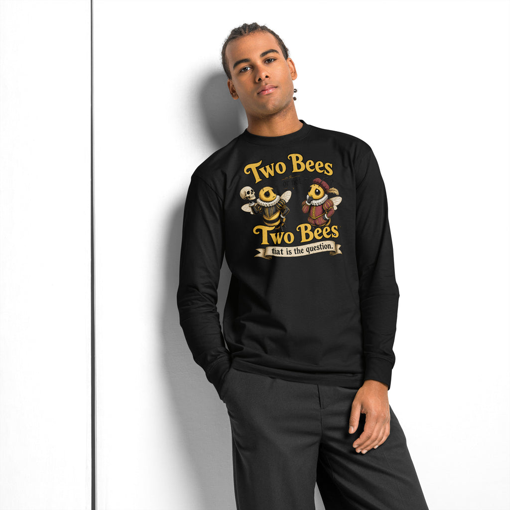 Two Bees heavyweight long sleeve t-shirt — Black — front