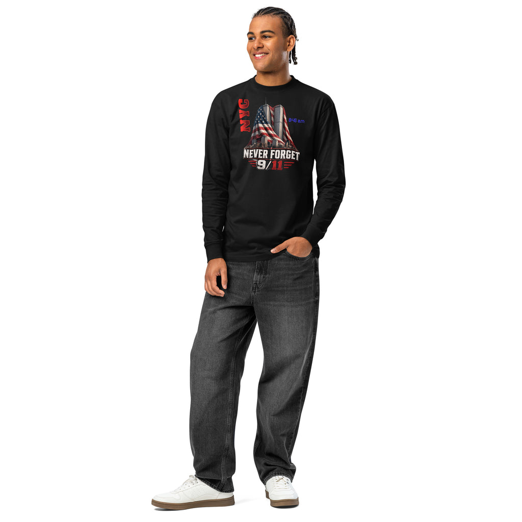 WTC 9/11 heavyweight long sleeve t-shirt — Black — front