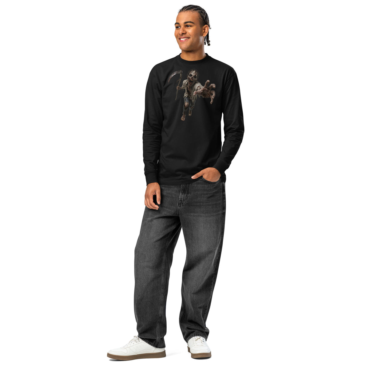 Zombie Run heavyweight long sleeve t-shirt — Black — front