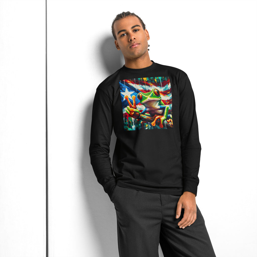 Coqui Frog heavyweight long sleeve t-shirt — Black — front