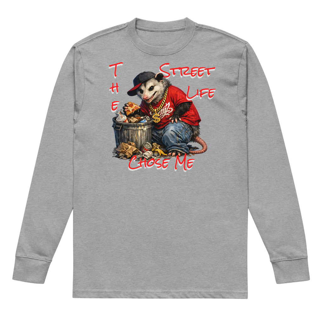 NY Possum Life heavyweight long sleeve t-shirt — Carbon Grey — front