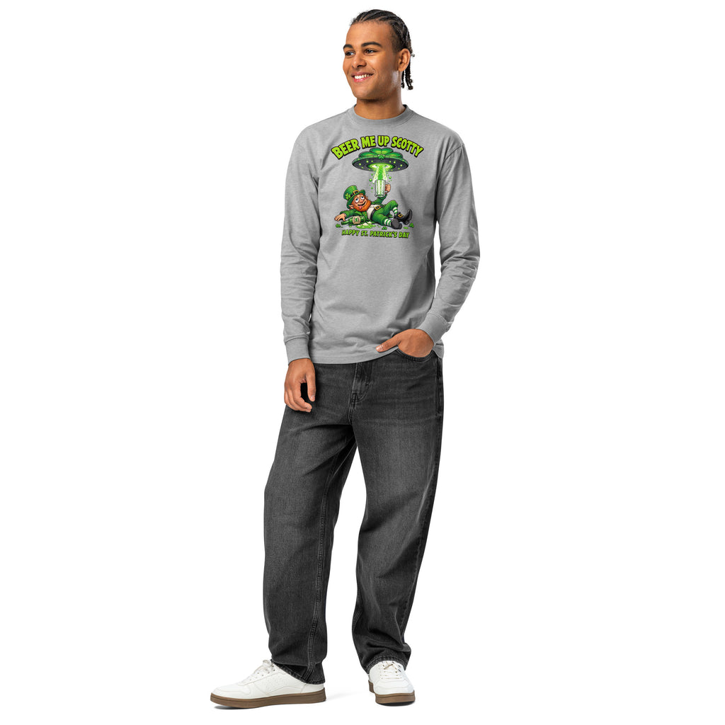Beer Me Up St Pats Day heavyweight long sleeve t-shirt — Carbon Grey — front