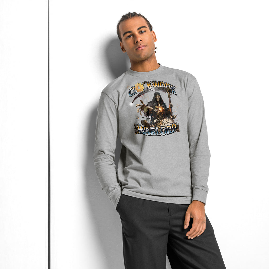 Clockwork Warlord heavyweight long sleeve t-shirt — Carbon Grey — front