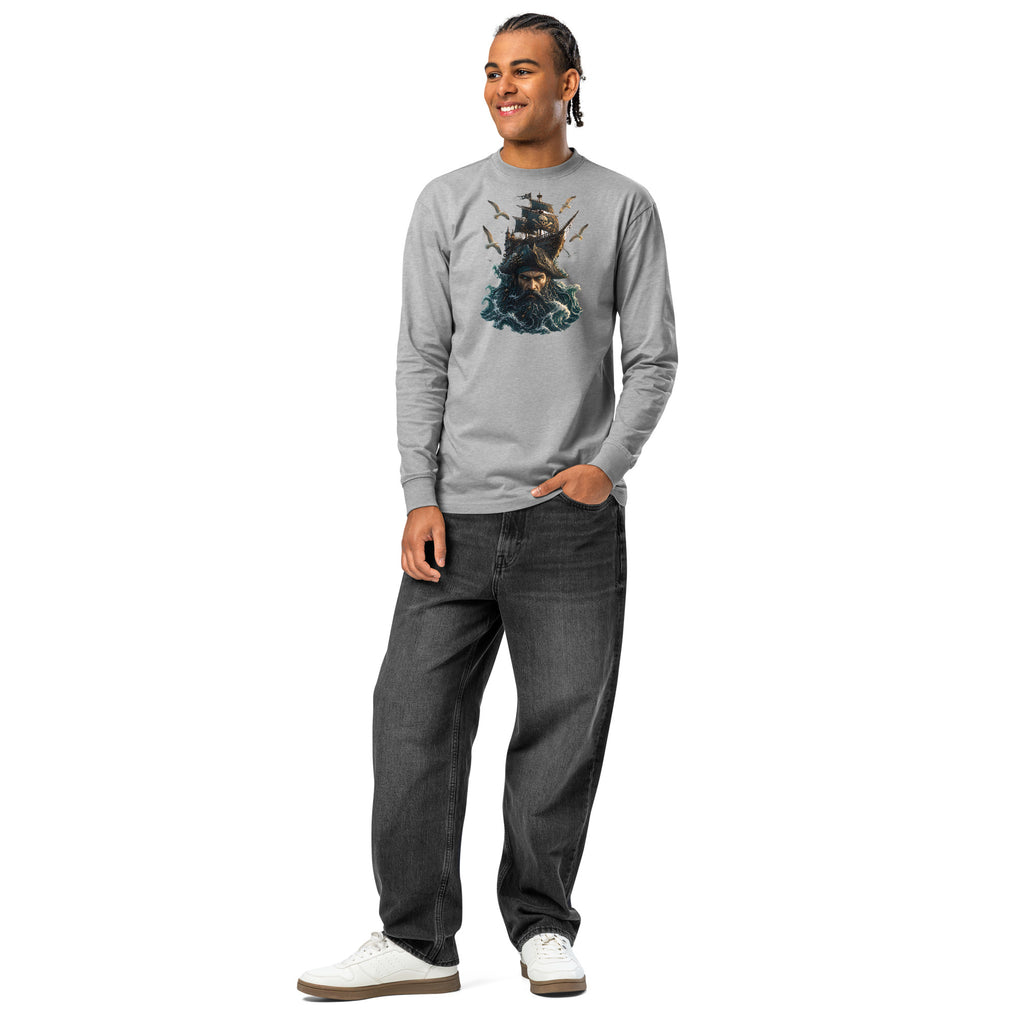 Dead Waters heavyweight long sleeve t-shirt — Carbon Grey — front