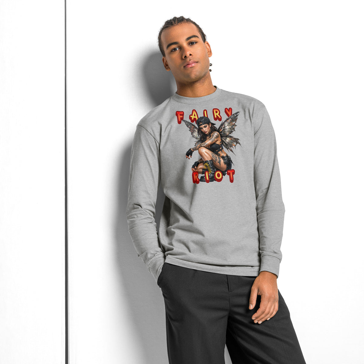 Fairy Riot heavyweight long sleeve t-shirt — Carbon Grey — front