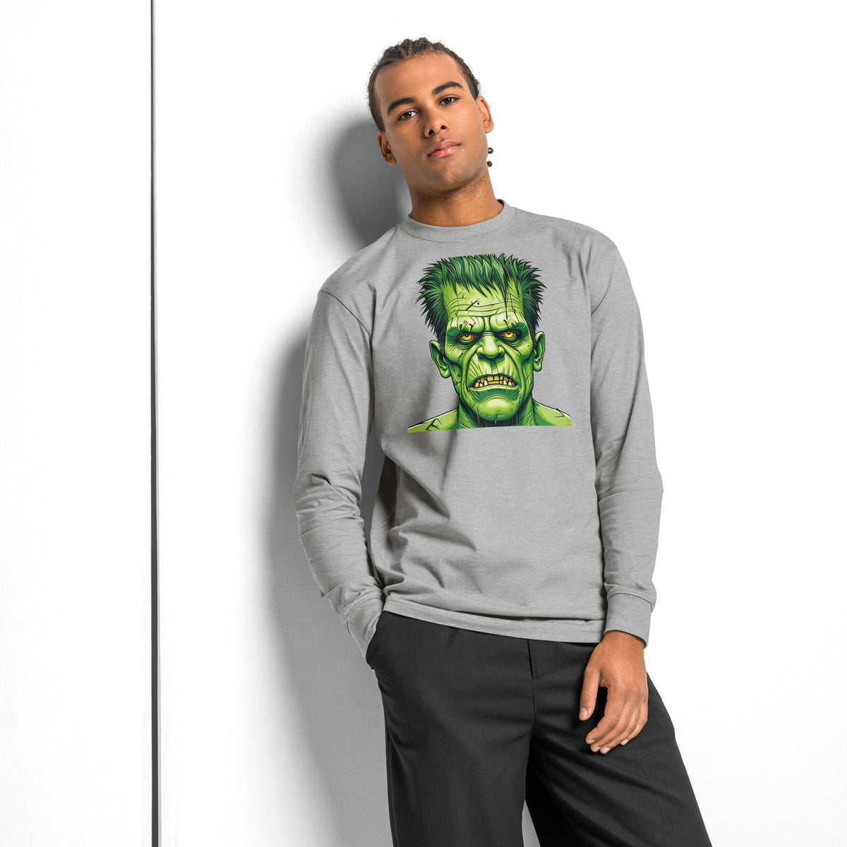 Franken Stan heavyweight long sleeve t-shirt — Carbon Grey — front