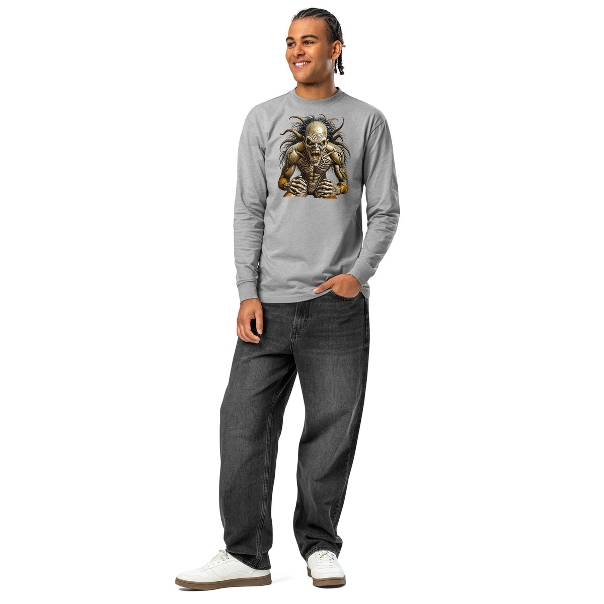 Frenzy heavyweight long sleeve t-shirt — Carbon Grey — front