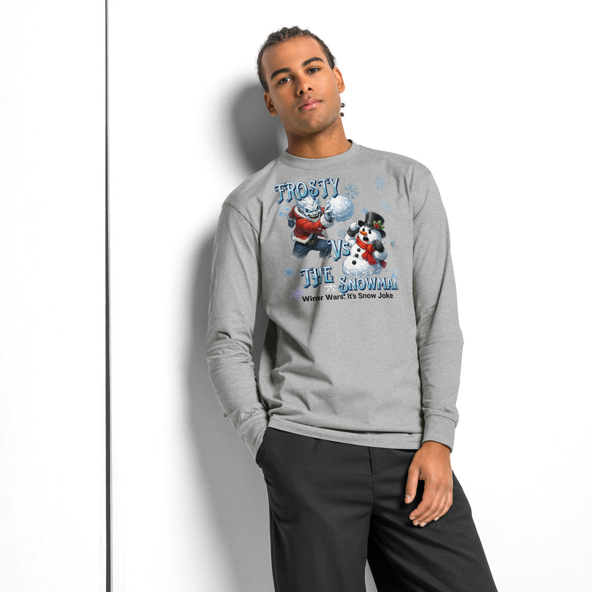 Frosty Vs The Snowman heavyweight long sleeve t-shirt — Carbon Grey — front