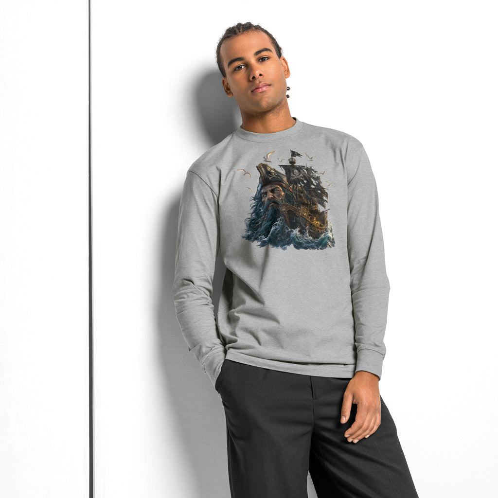 Ghost Ship heavyweight long sleeve t-shirt — Carbon Grey — front
